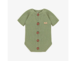 Green short sleeved bodysuit in knitwear, newborn