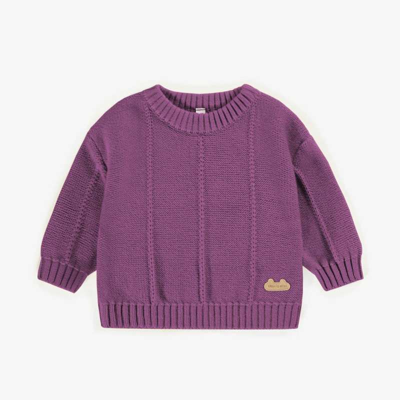 Purple knitted sweater with a cashmere imitation, newborn