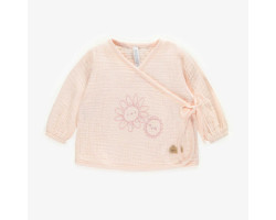 Wrap-over pink shirt with loose sleeves, newborn