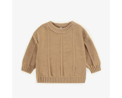 Light brown knitted sweater with a cashmere imitation, newborn