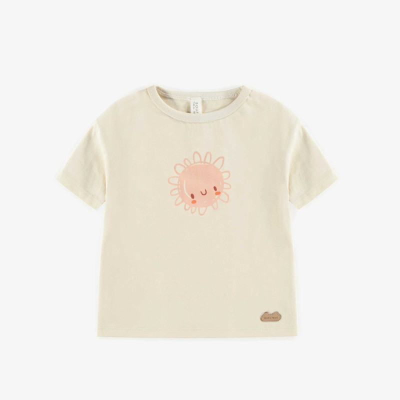 Cream t-shirt straight cut in organic cotton, newborn