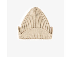 Cream knitted toque with flaps and a cashmere effect, baby