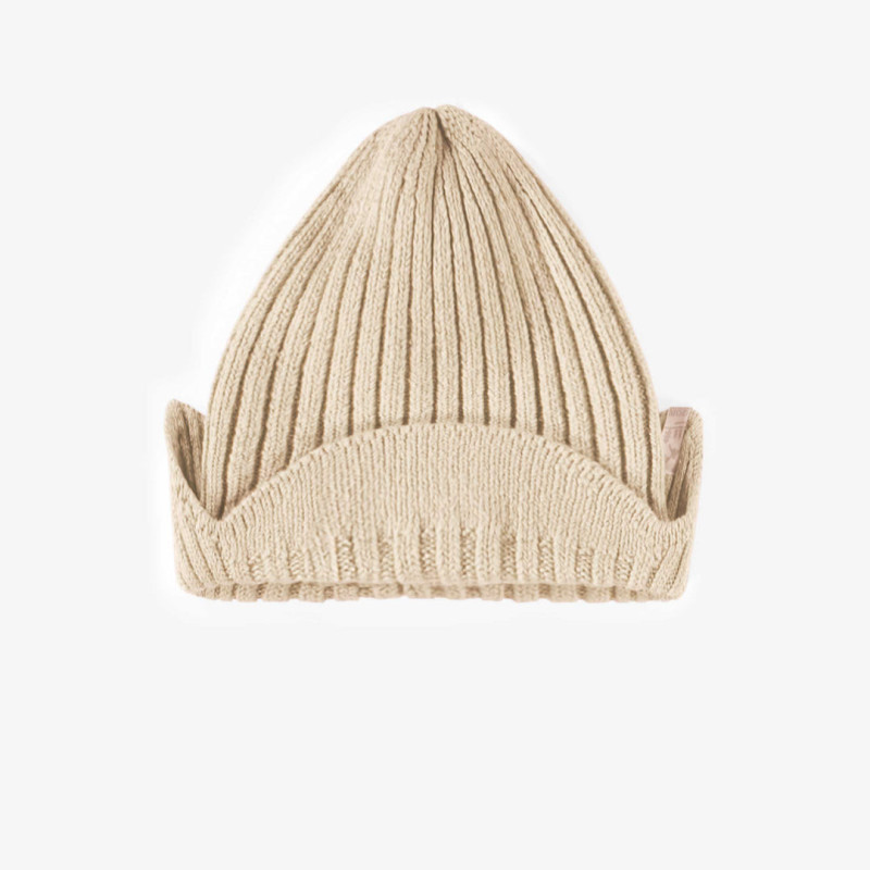 Cream knitted toque with flaps and a cashmere effect, baby