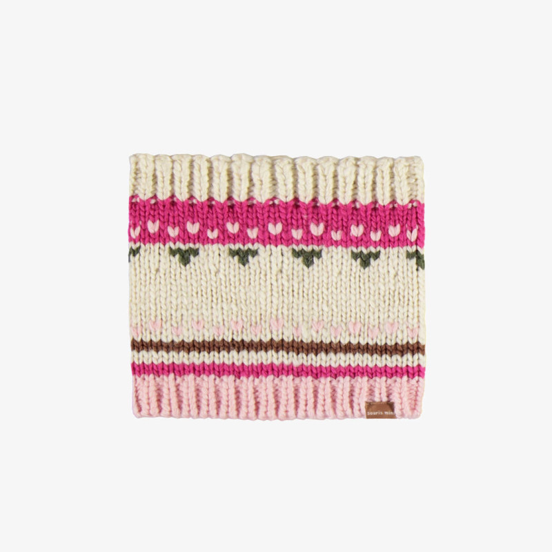 Pink and cream patterned neck warmer, baby