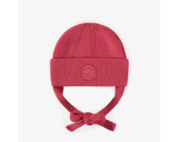 Dark pink knitted toque, baby