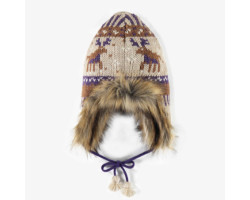 Purple chapska toque with faux fur, baby