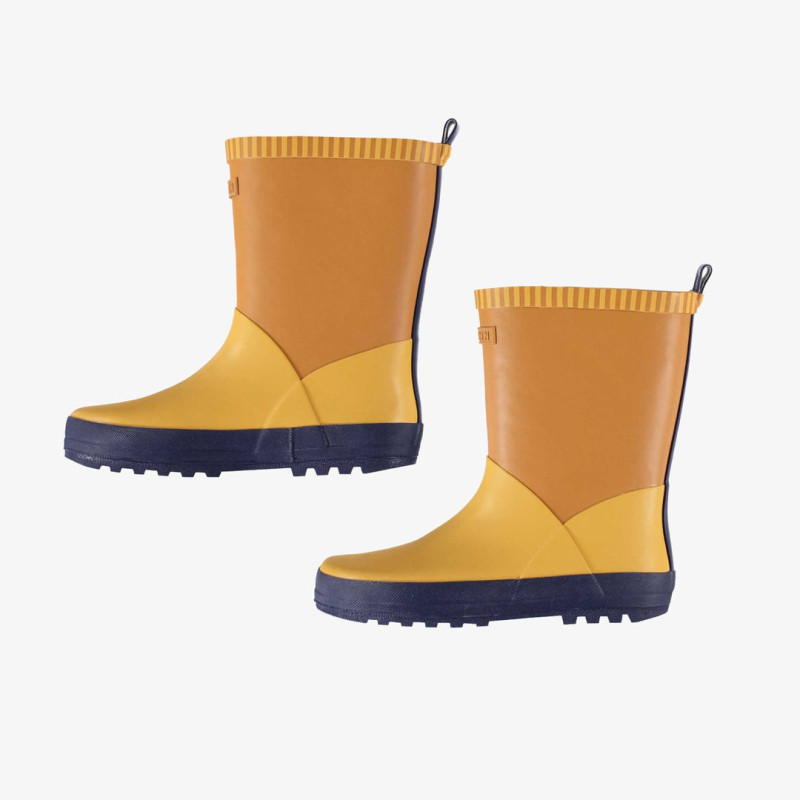 Color-blocked yellow waterproof rain boots