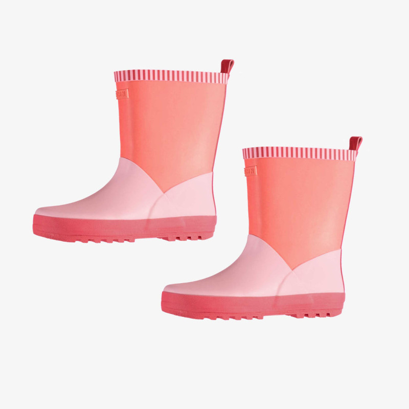 Color-blocked pink waterproof rain boots