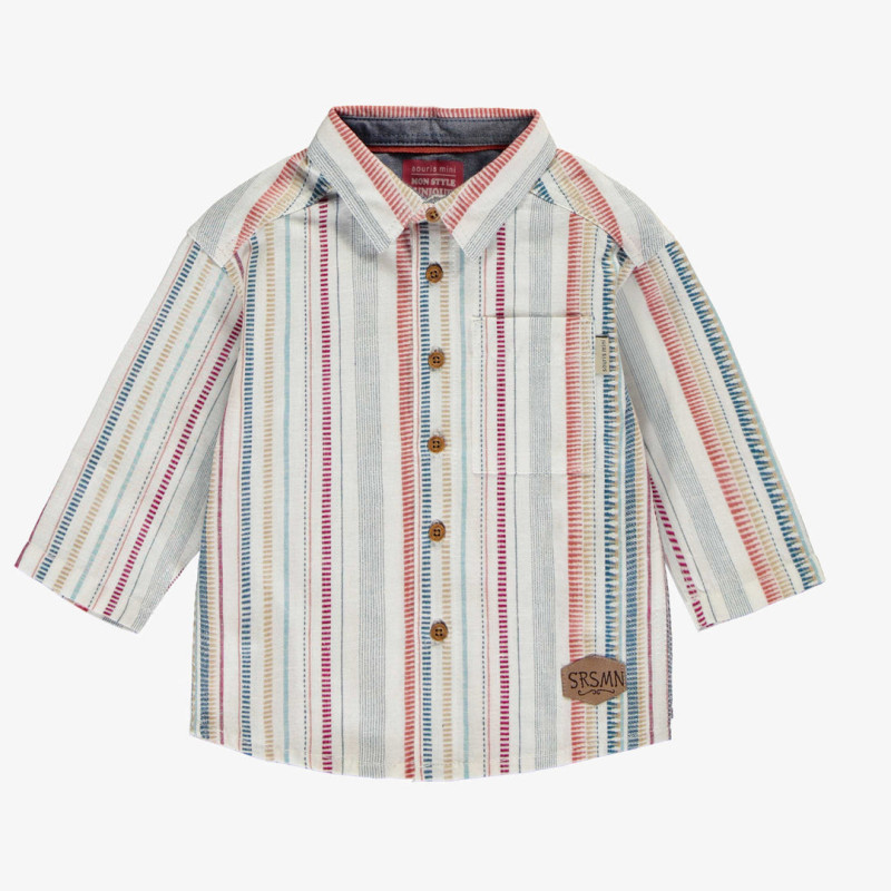 Shirt with long sleeves in linen and cotton, baby