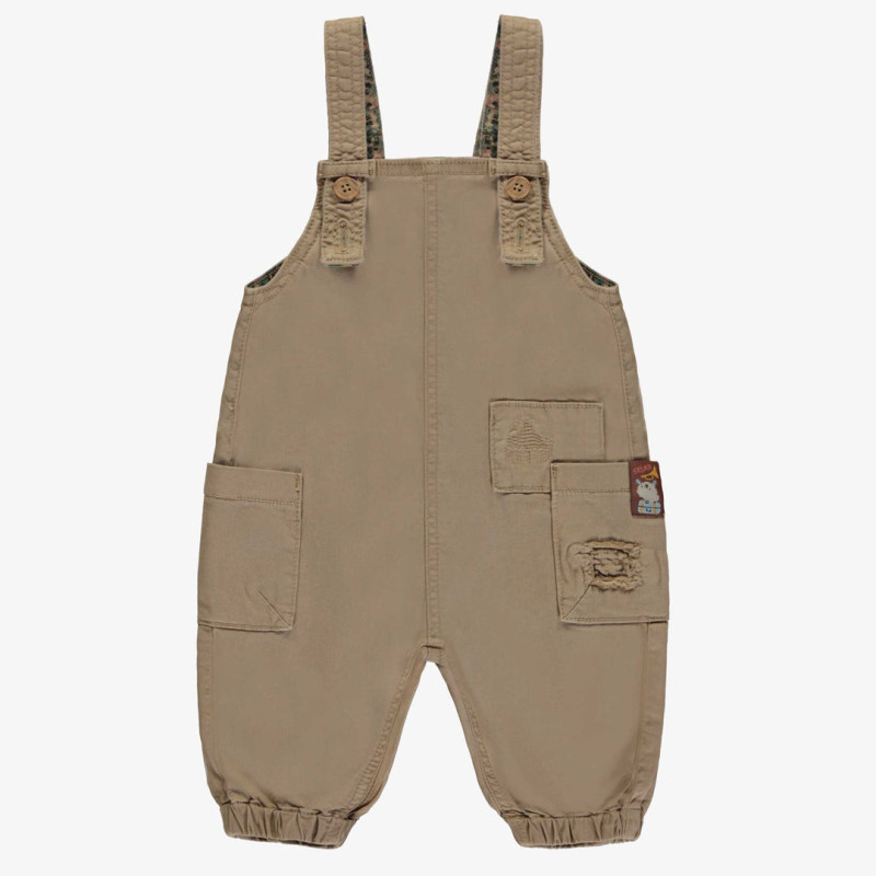 Sand-colored casual overalls in stretch denim, baby