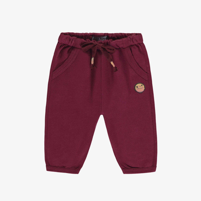 Burgundy pants relaxed fit in French terry, baby