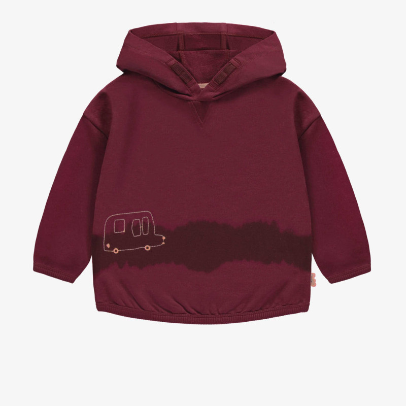 Burgundy hoodie in french terry, baby