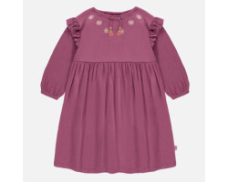 Regular/flared fit purple-pink long sleeved dress in crinkle jersey, child