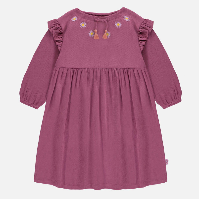 Regular/flared fit purple-pink long sleeved dress in crinkle jersey, child