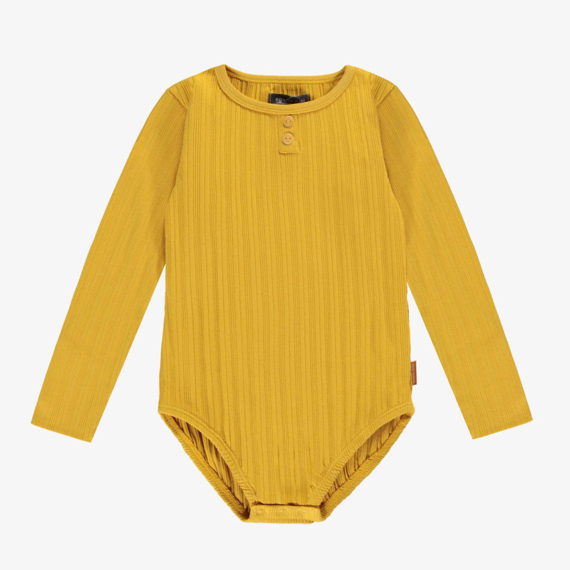 Yellow body with long sleeves in ribbed knit, child