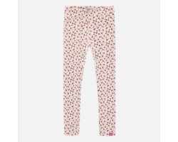 Cream and purple flowered legging in stretch jersey, child