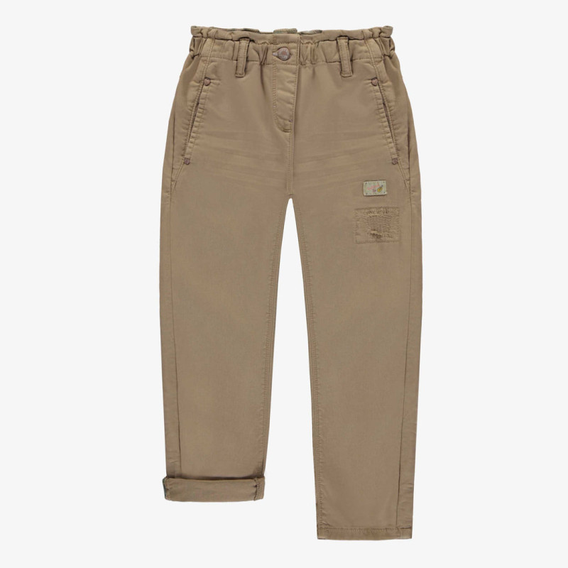 Sand wide fit pants with a paperbag waist in twill denim, child