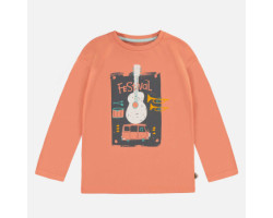 Orange long-sleeved t-shirt with dogs in jersey, child