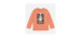 Orange long-sleeved t-shirt with dogs in jersey, child