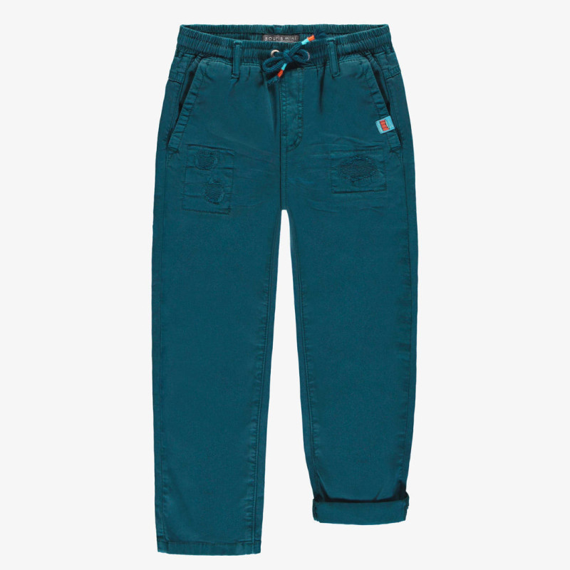 Blue wide fit pants in stretch denim twill, child