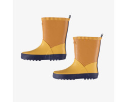 Color-blocked yellow waterproof rain boots