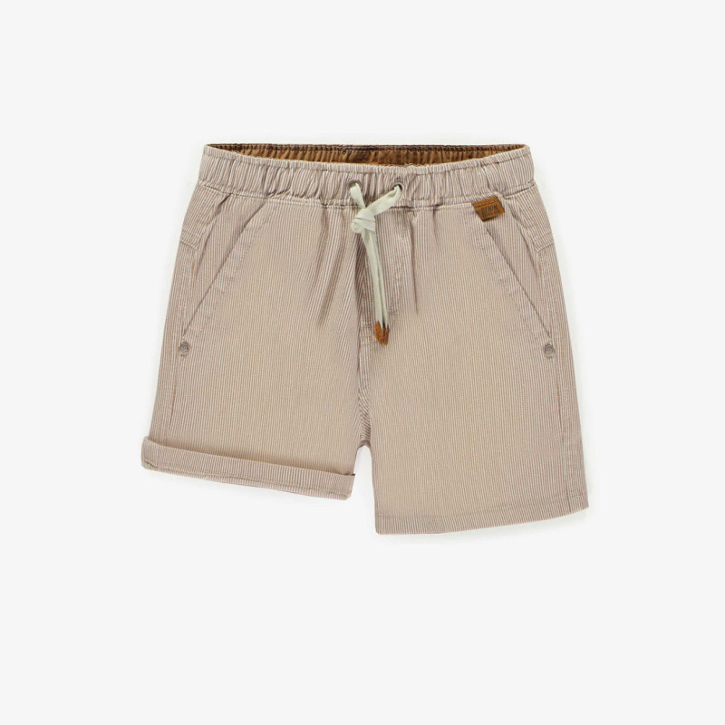 Relaxed fit shorts in stretch beige/cream stripe denim, child