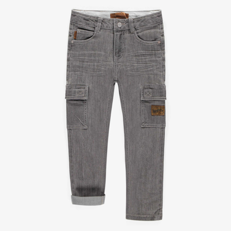 Regular fit pants in stretch dark blue denim, child