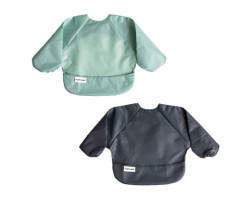 Long Sleeve Bib (2) - Sage / Charcoal