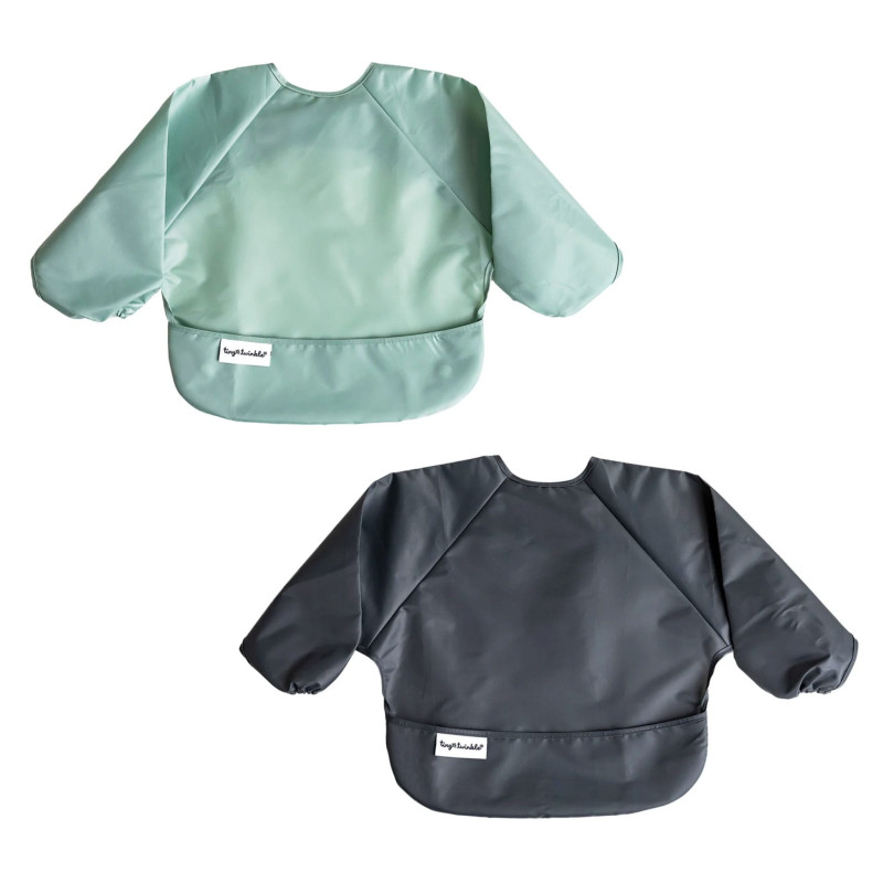 Long Sleeve Bib (2) - Sage / Charcoal