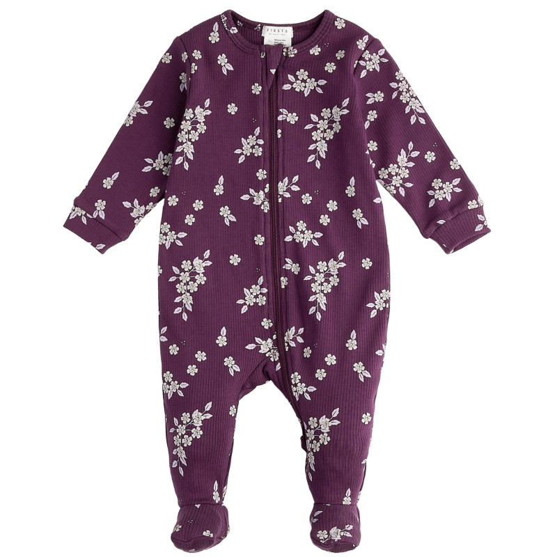 Firsts par Petit Lem Pyjama Fleurs Prunes 0-12mois