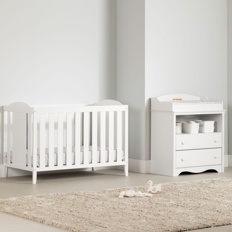 Crib and changing table set - Angel Solid white