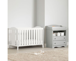 Baby bed and changing table set - Angel Light Gray and White