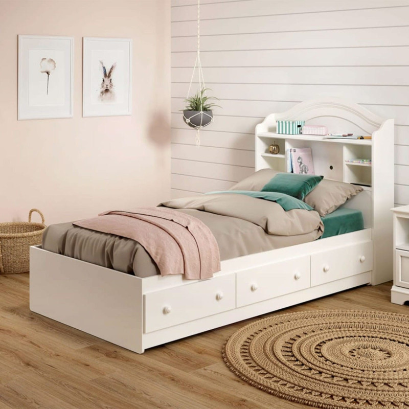 Savannah Single Mate's Bed 3 Drawers - White