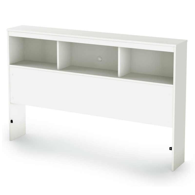 Spark Double Headboard with Bookcase - Solid White