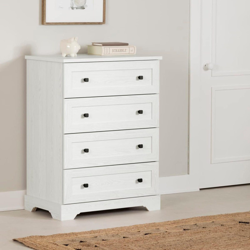 South Shore Commode 4 Tiroirs - Hazen Pin blanc