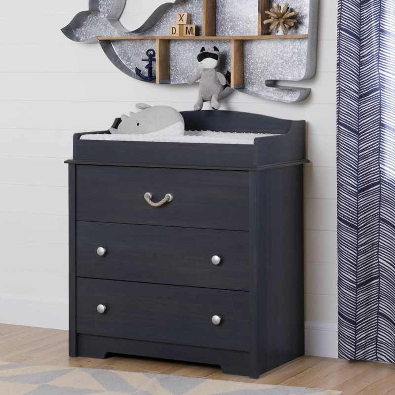 Rowing Changing Table With Drawers - Blueberry