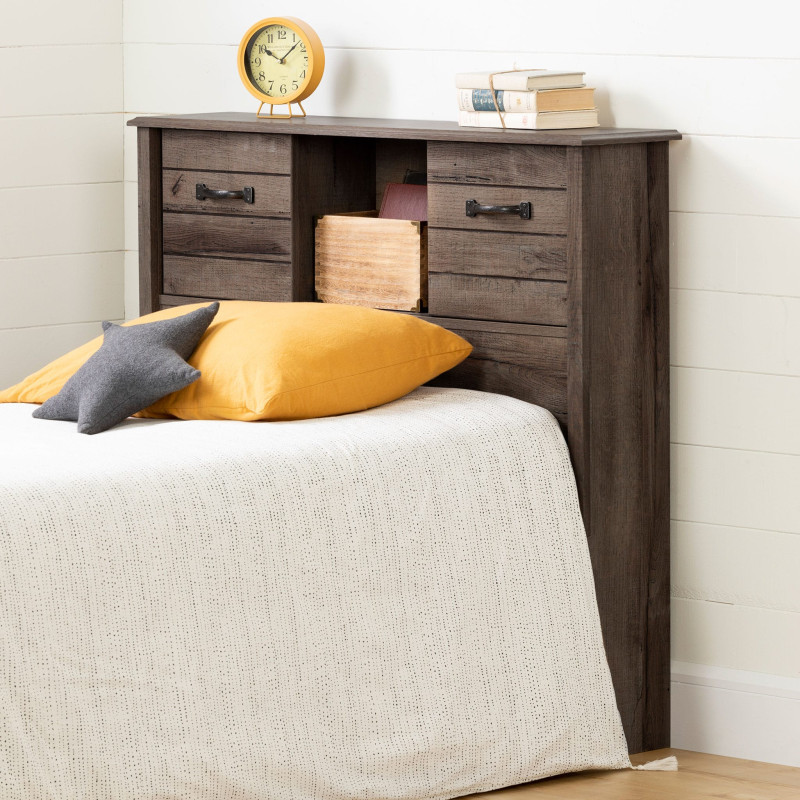 Ulysses Single Bookcase Headboard with Sliding Doors - Autumn Oak