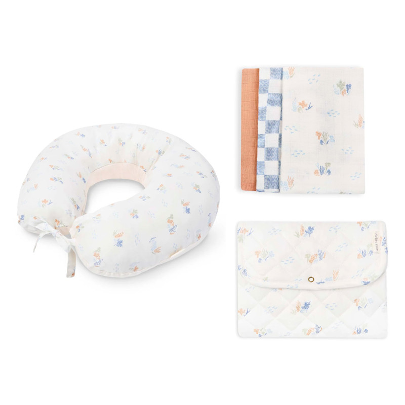 Nursing Pillow + Changing Mat + Blanket Set - Seaside