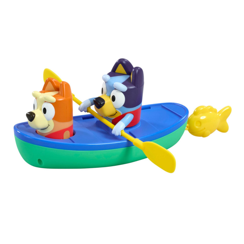 Bluey and his friends in a boat