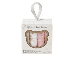 Piccolo Bambino Débarbouillettes Paquet de 12 en Boite - Rose