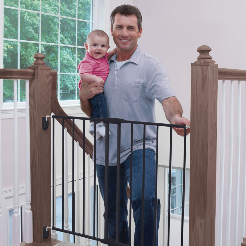 Expandable Metal Gate Top of Stairs - Black