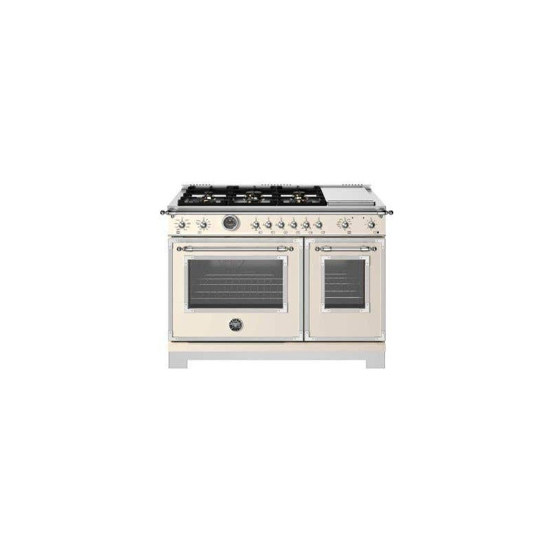 48" Freestanding Gas Range, 6 Sealed Burners, Ivory, Bertazzoni HER486BTFEPAVT