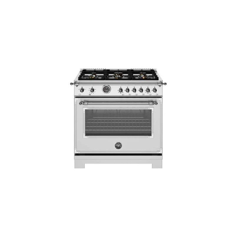 36" Freestanding Gas Range, 6 Sealed Burners, Stainless Steel, Bertazzoni HER366BCFGMXT