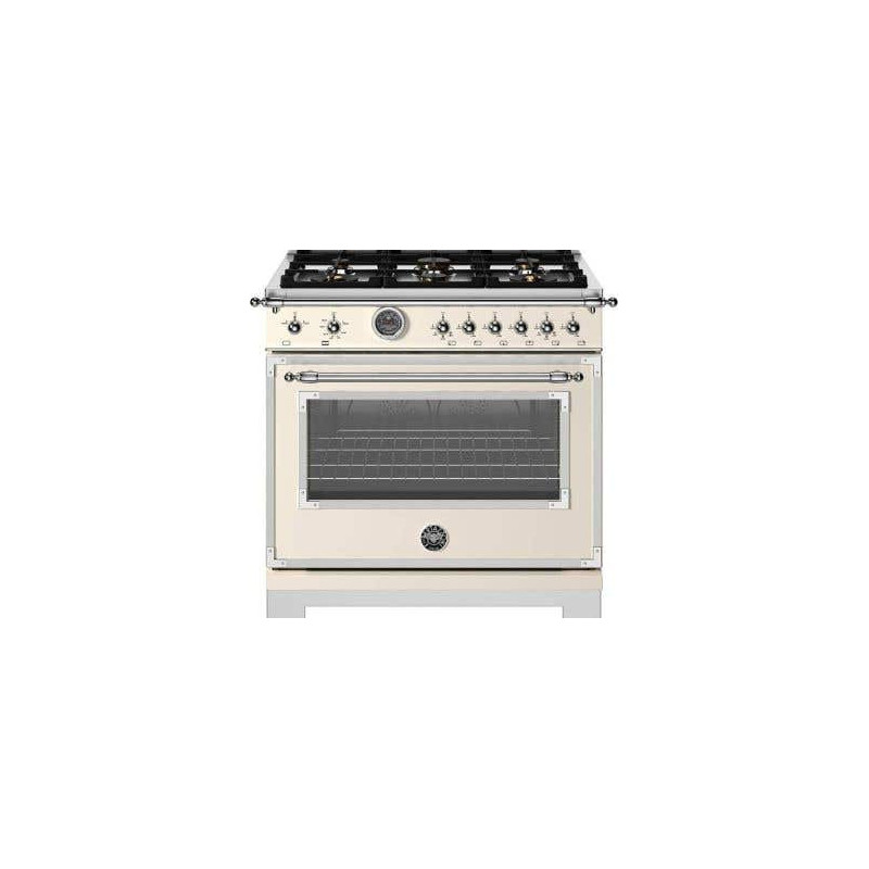 36" Freestanding Gas Range, 6 Sealed Burners, Ivory, Bertazzoni Heritage Series HER366BCFGMAVT