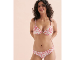 TROPIK Haut de bikini bralette plongeant fleurs rouges