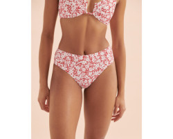 TROPIK Bas de bikini brésilien taille haute fleurs rouges