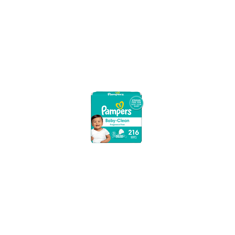 PAMPERS Lingettes pour bébés non parfumées Complete Clean, 3X boîtes distributrices, 216 unités