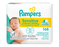 PAMPERS Sensitive lingettes, sans parfum, 168 unités