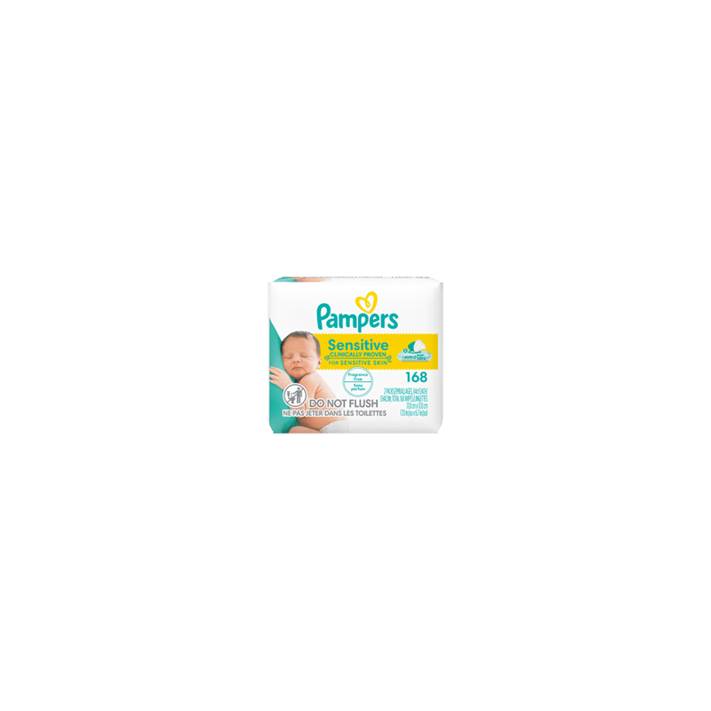 PAMPERS Sensitive lingettes, sans parfum, 168 unités