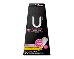 U BY KOTEX Balance protège-dessous quotidien, flux léger, tanga, 50 unités